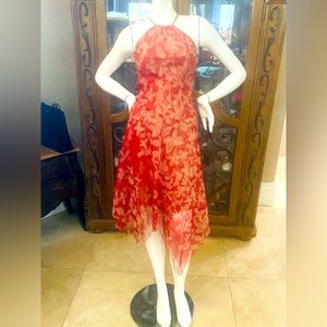 BCBGMAXAZRIA BCBG Red/Tan Allahambra Print Dress Sz 4